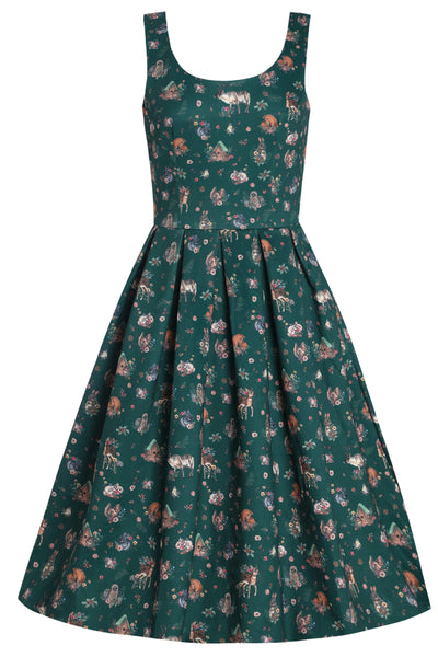 EU STOCK Amanda Green Woodland Print Swing Dress