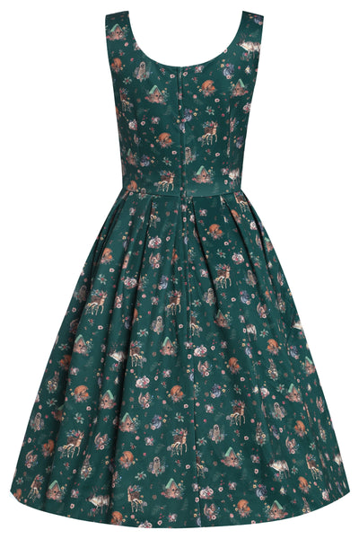 EU STOCK Amanda Green Woodland Print Swing Dress