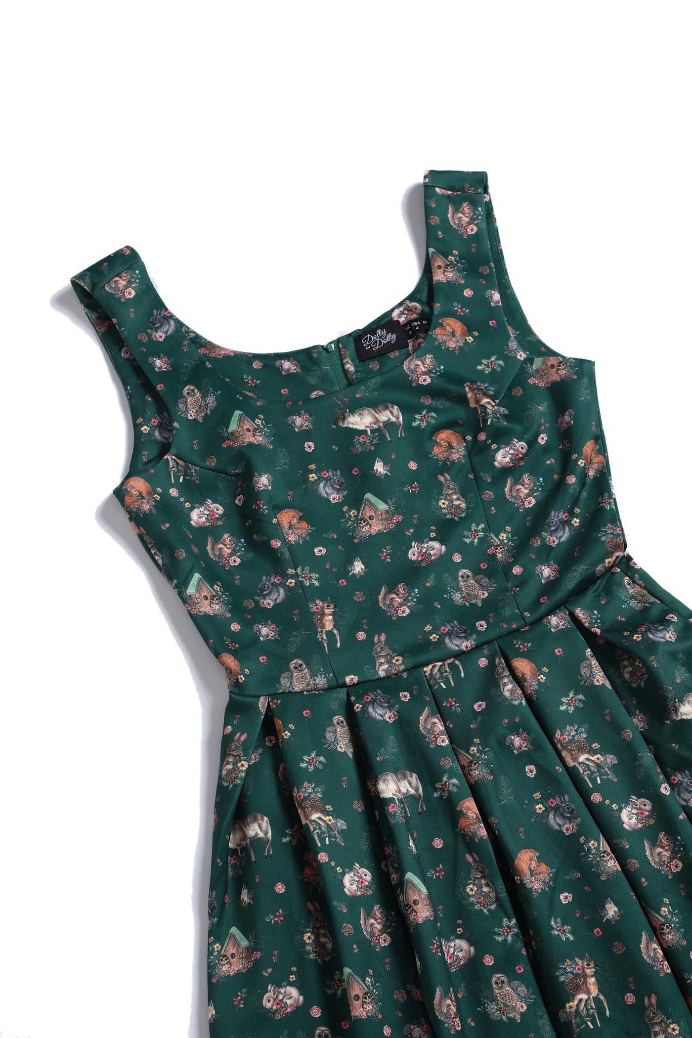 EU STOCK Amanda Green Woodland Print Swing Dress