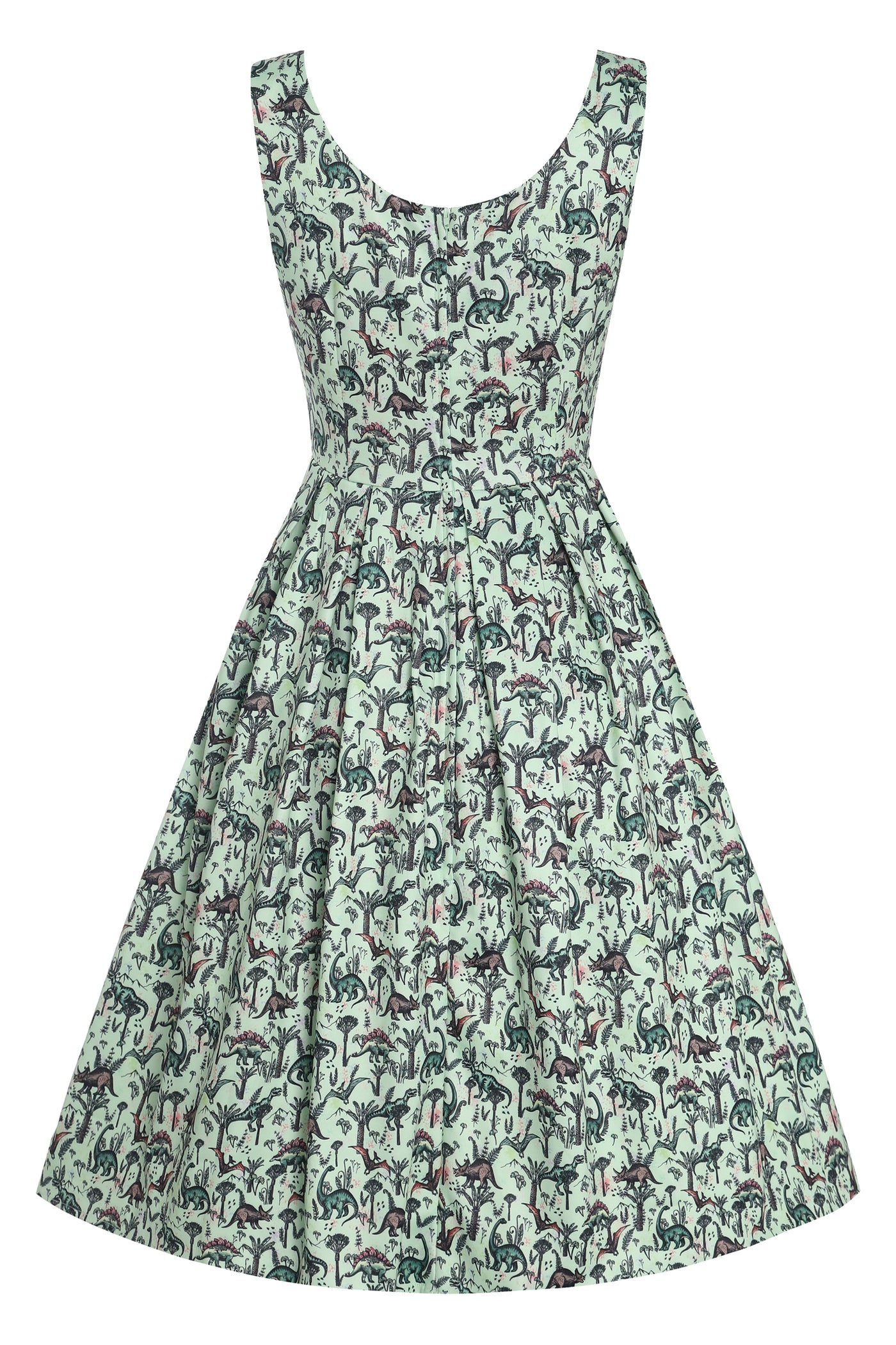 Amanda Light Green Dinosaur Print Swing Dress