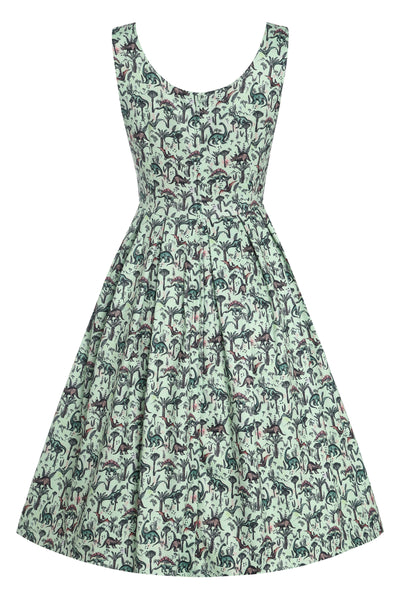 EU STOCK Amanda Light Green Dinosaur Print Swing Dress