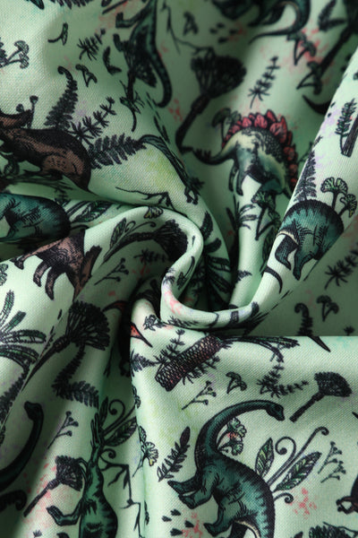 Amanda Light Green Dinosaur Print Swing Dress