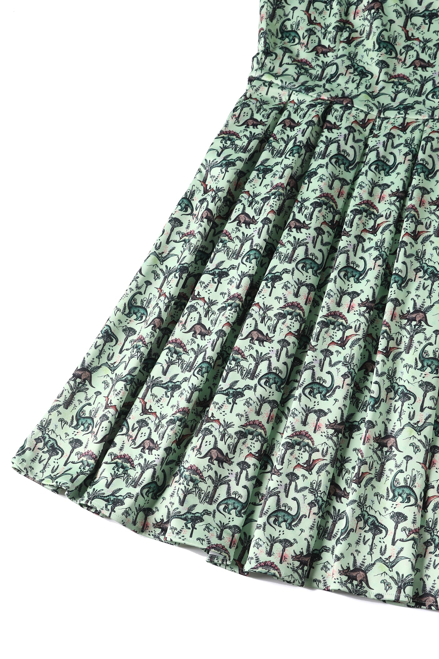 Amanda Light Green Dinosaur Print Swing Dress