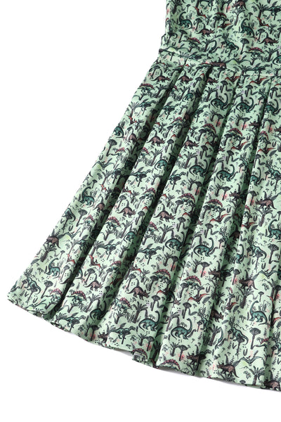 EU STOCK Amanda Light Green Dinosaur Print Swing Dress