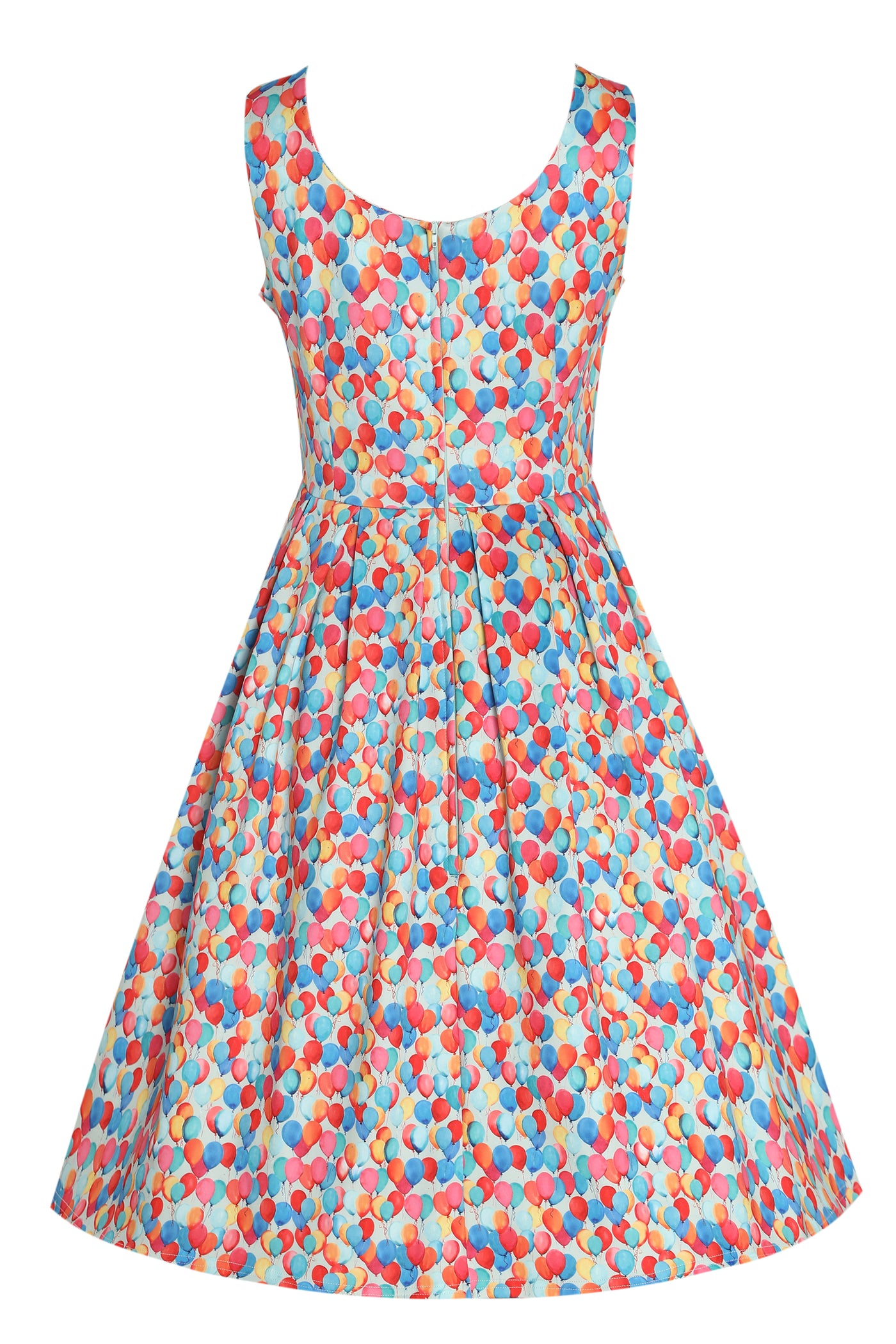 Amanda Multicolor Balloon Print Scoop Neck Swing Dress