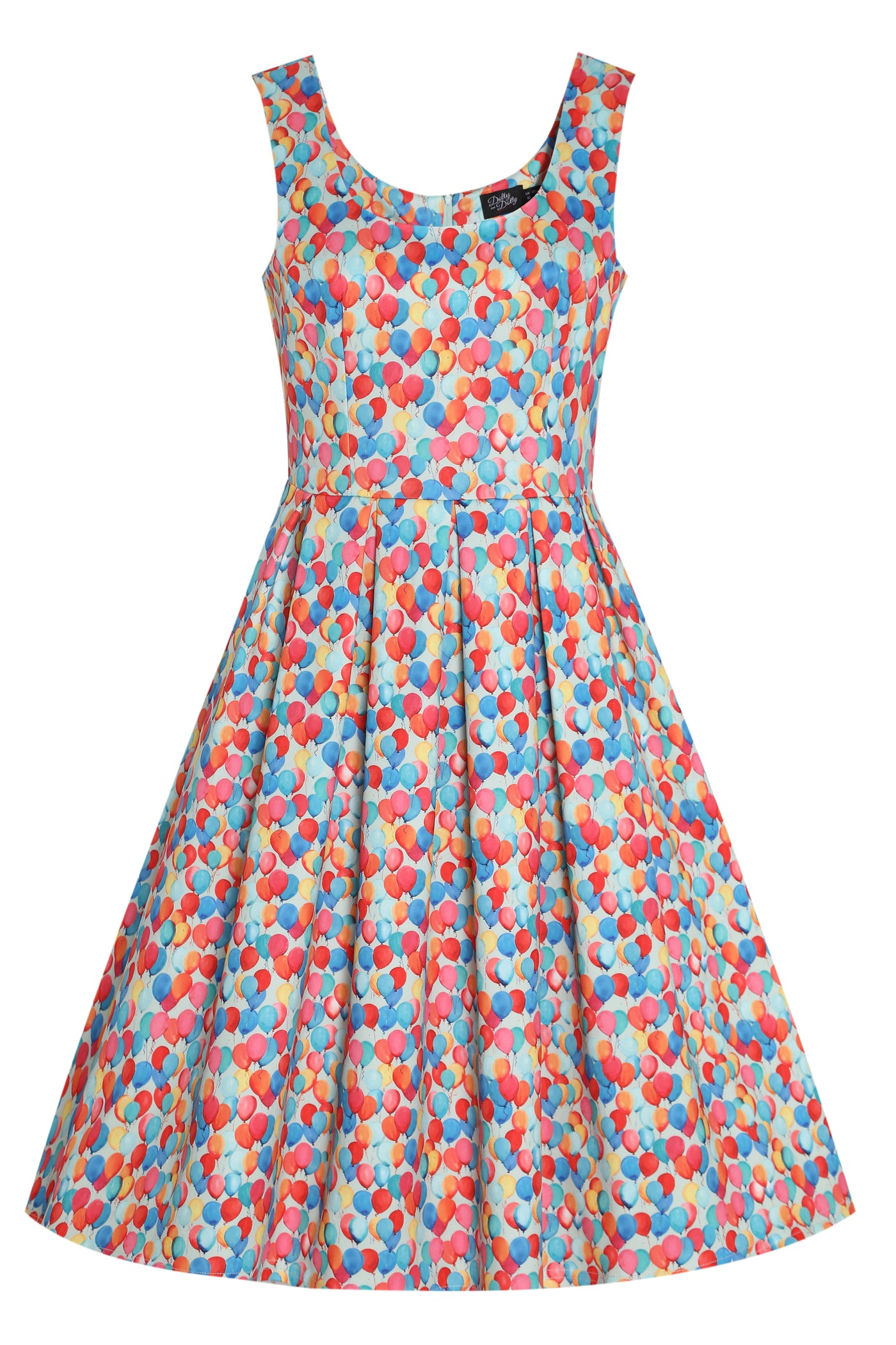 Amanda Multicolor Balloon Print Scoop Neck Swing Dress