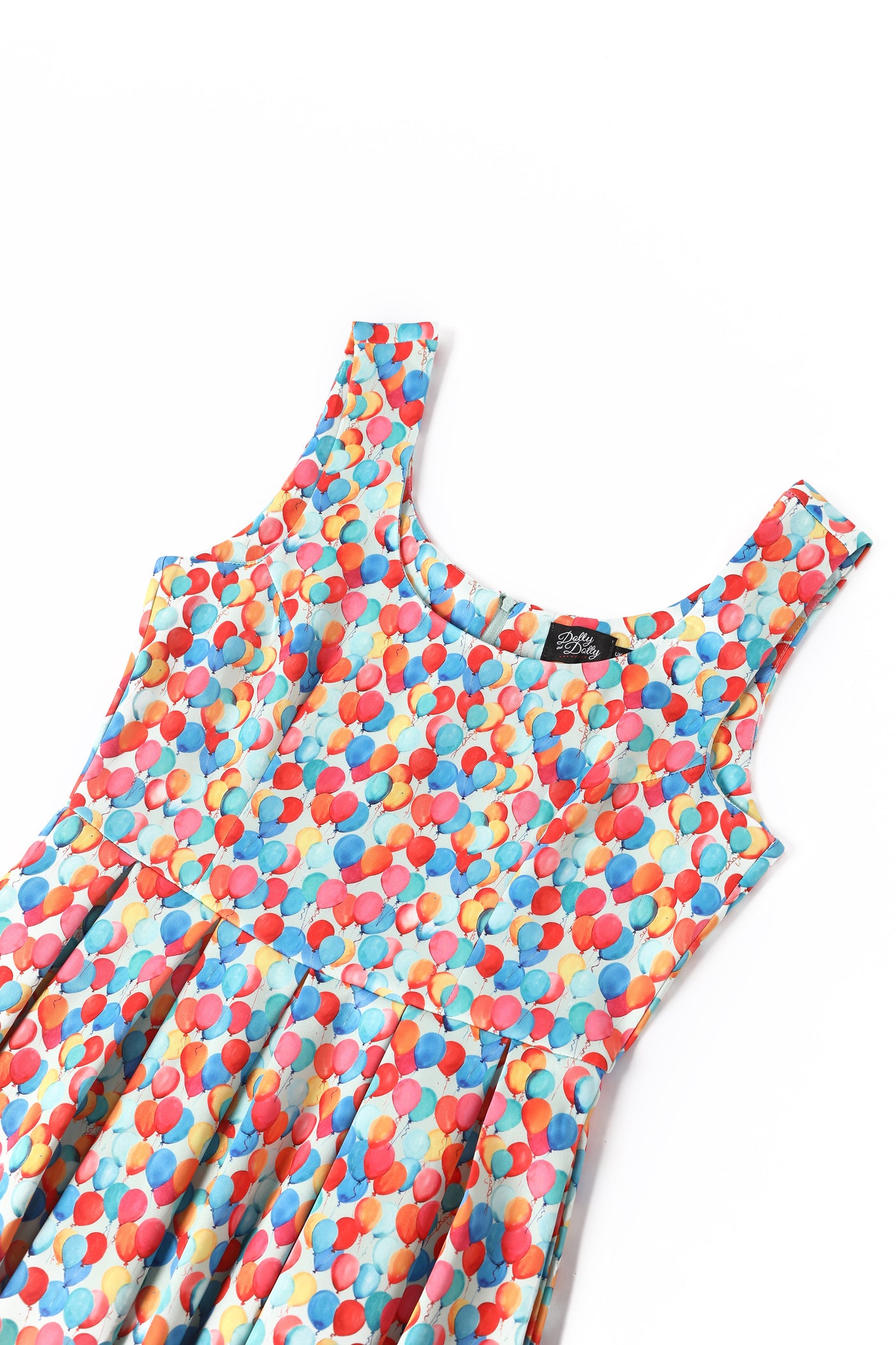 Amanda Multicolor Balloon Print Scoop Neck Swing Dress