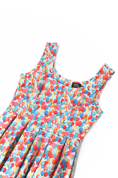 Amanda Multicolor Balloon Print Scoop Neck Swing Dress