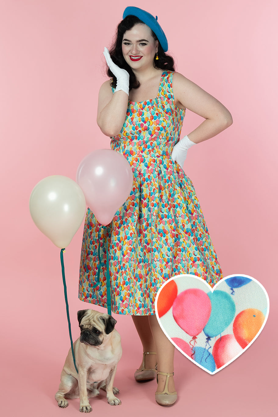 Amanda Multicolor Balloon Print Scoop Neck Swing Dress