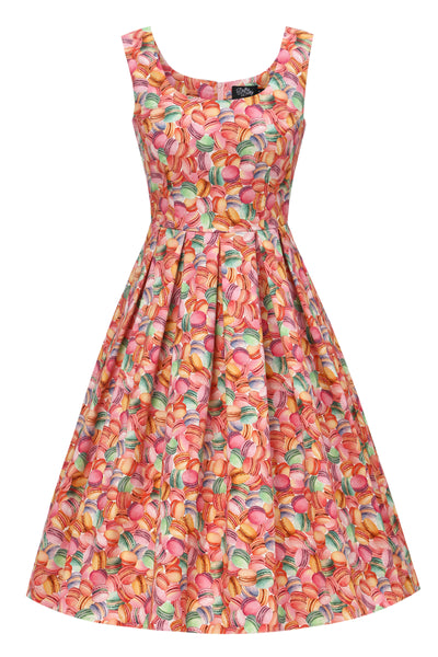 Amanda Whimsical Macaron Print Sleeveless Dress