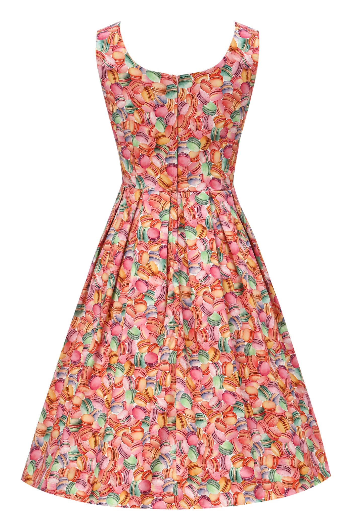 Amanda Whimsical Macaron Print Sleeveless Dress