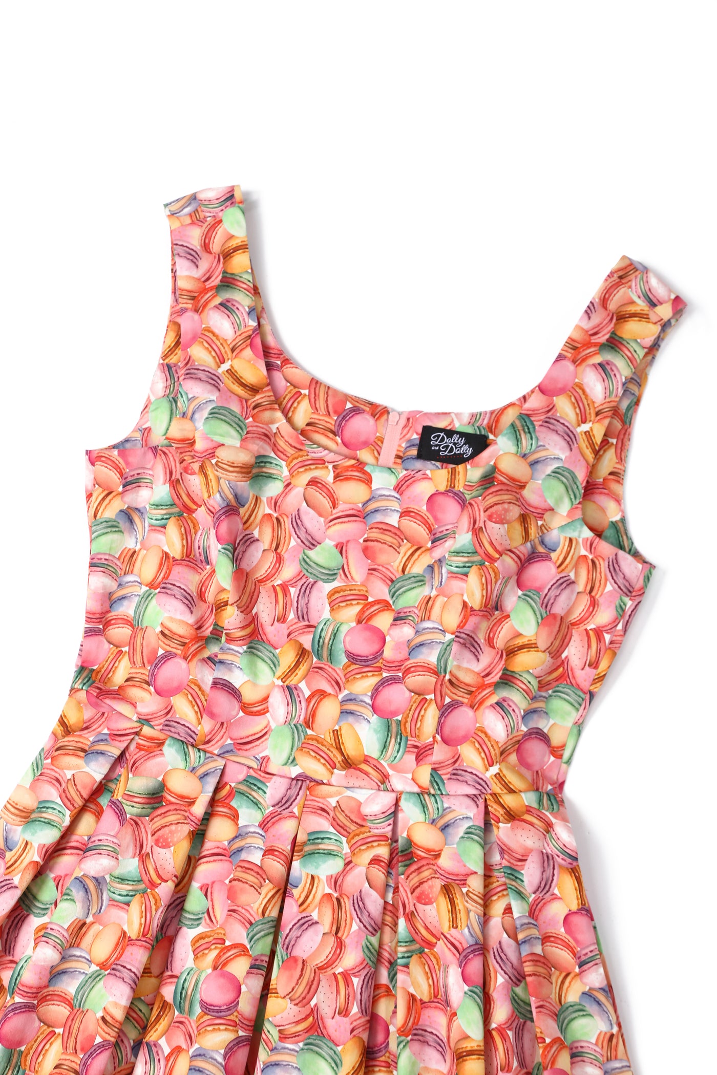 Amanda Whimsical Macaron Print Sleeveless Dress