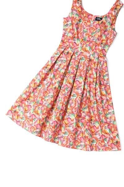 Amanda Whimsical Macaron Print Sleeveless Dress