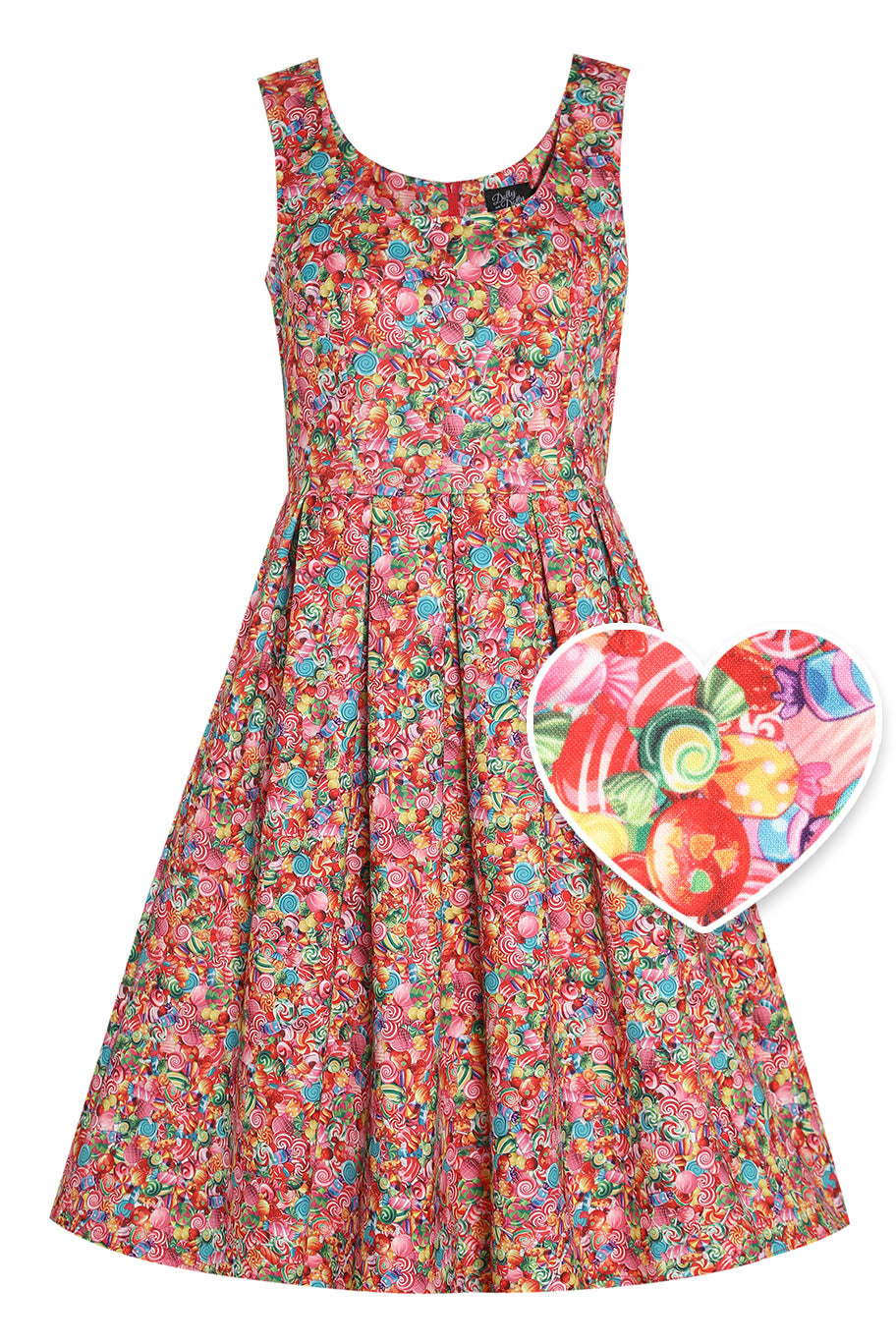 EU STOCK Amanda Multicolor Sweet Treats Print Scoop Neck Swing Dress