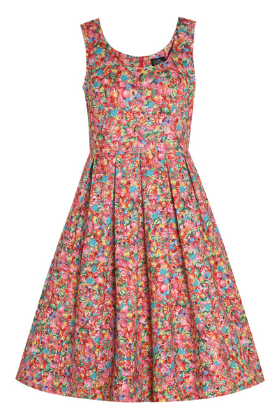 EU STOCK Amanda Multicolor Sweet Treats Print Scoop Neck Swing Dress