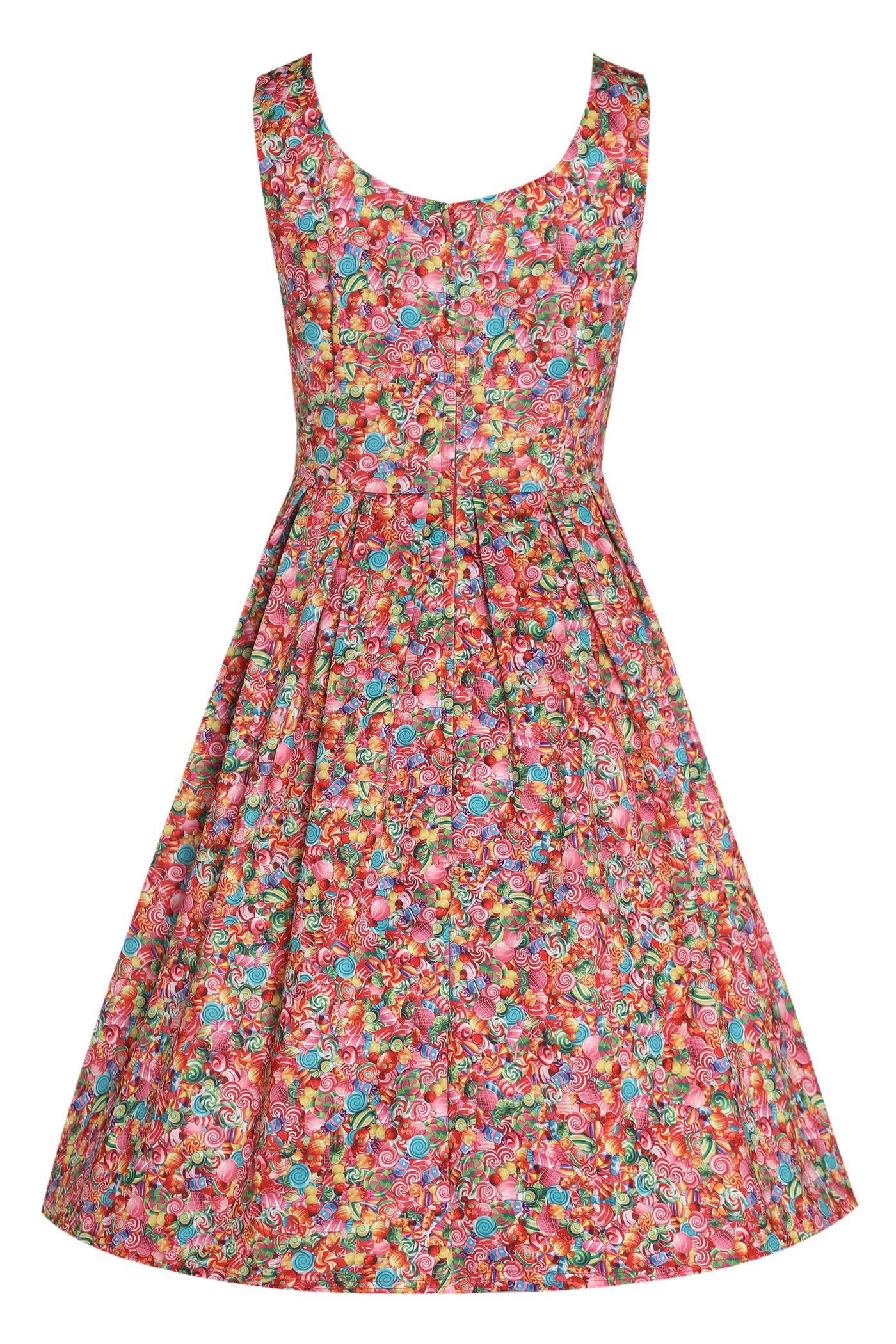 Amanda Multicolor Sweet Treats Print Scoop Neck Swing Dress