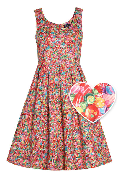 Amanda Multicolor Sweet Treats Print Scoop Neck Swing Dress