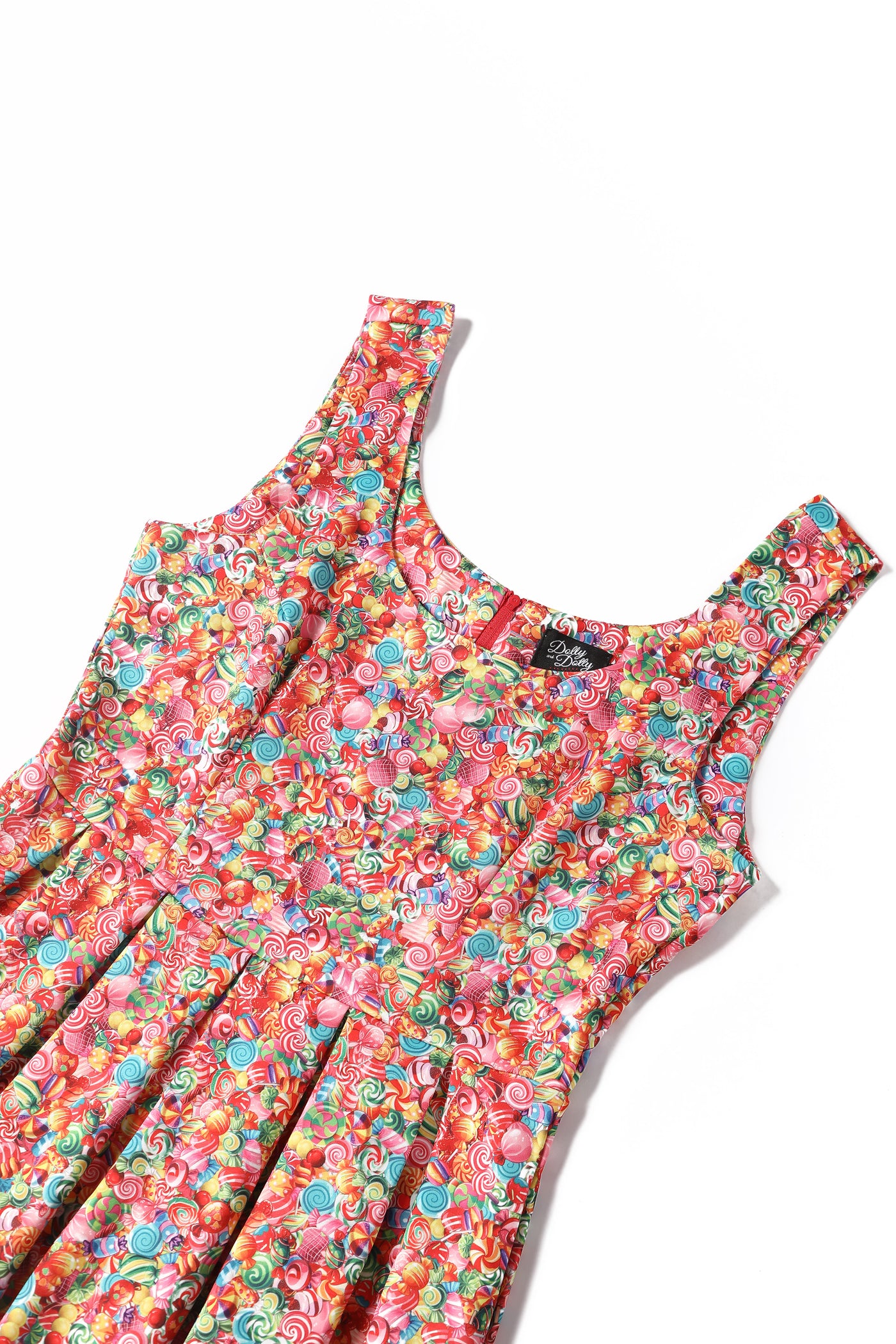 Amanda Multicolor Sweet Treats Print Scoop Neck Swing Dress