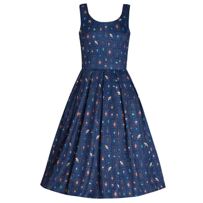 PRE ORDER Amanda Swing Dress in Navy Blue Bug Collection Print