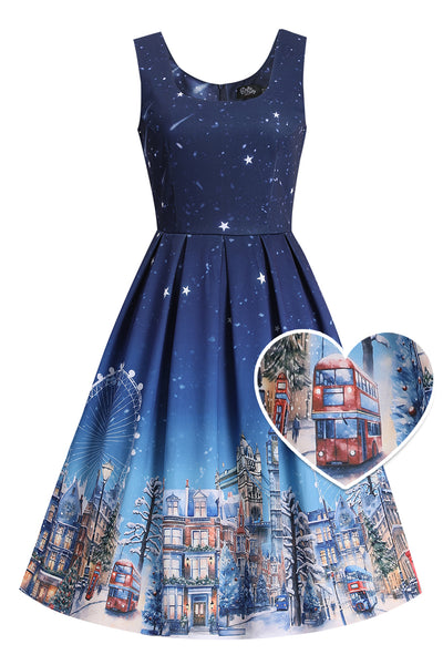 Amanda Starry Night London Skyline Winter Dress