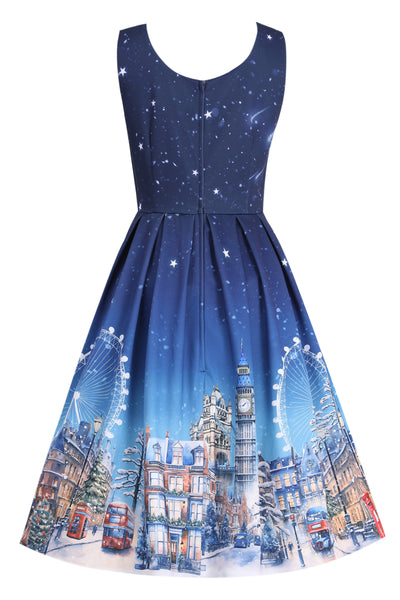 PRE ORDER Amanda Starry Night London Skyline Winter Dress