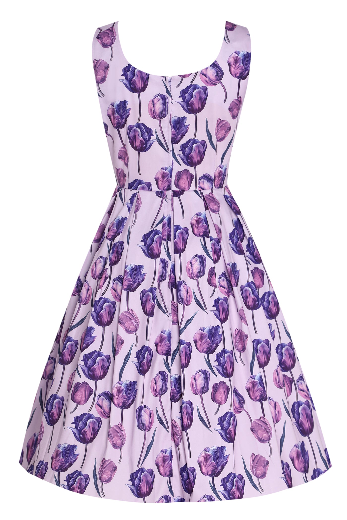 PRE ORDER Amanda Lilac Scoop Neck Purple Tulip Print Dress