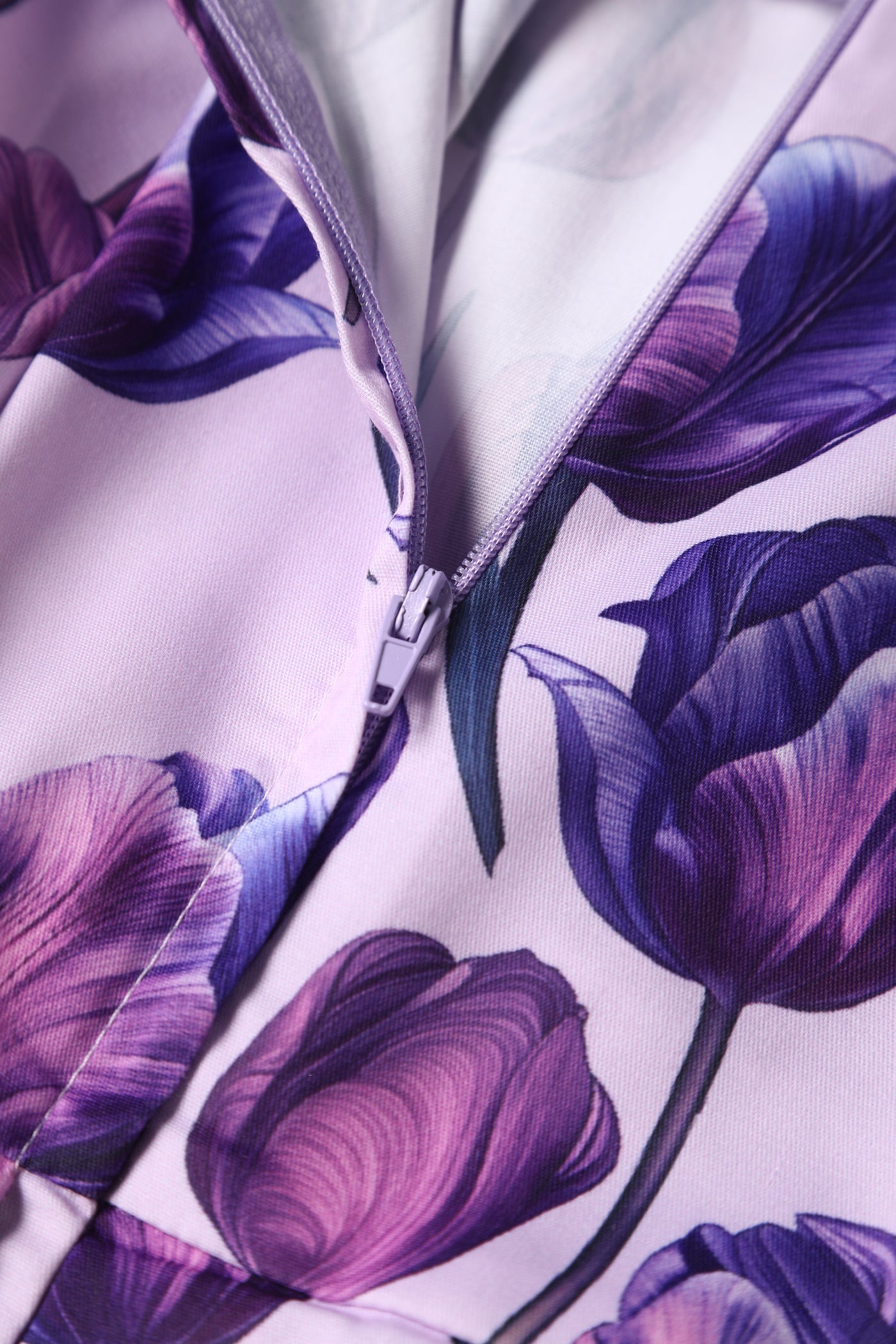 Amanda Lilac Scoop Neck Purple Tulip Print Dress