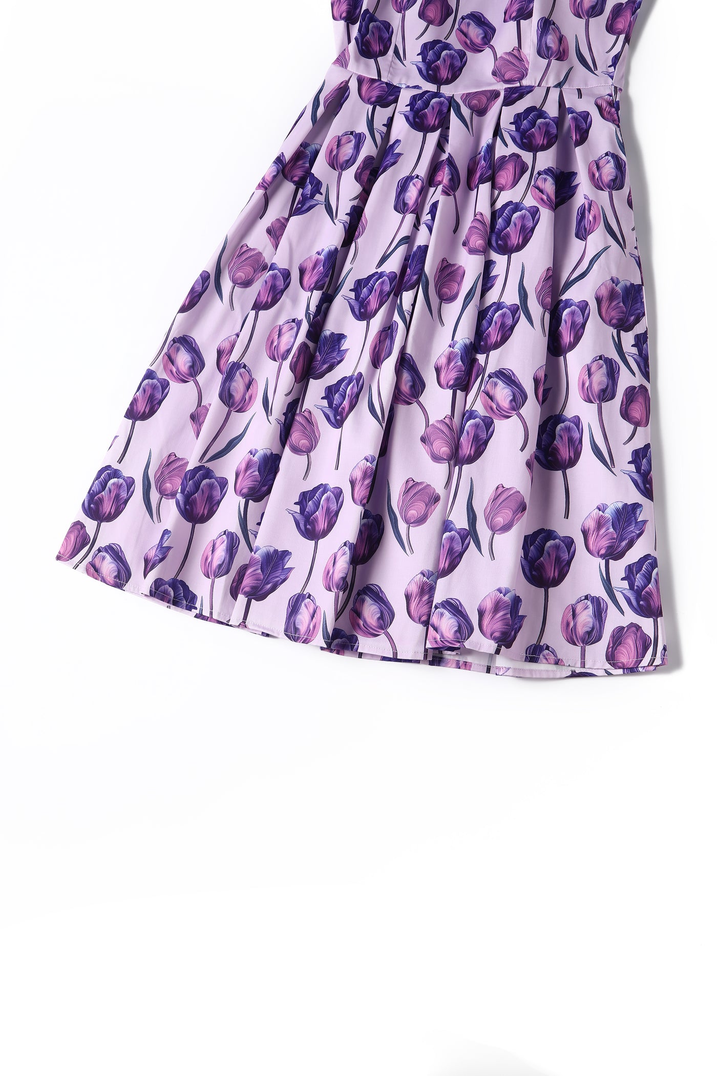 Amanda Lilac Scoop Neck Purple Tulip Print Dress