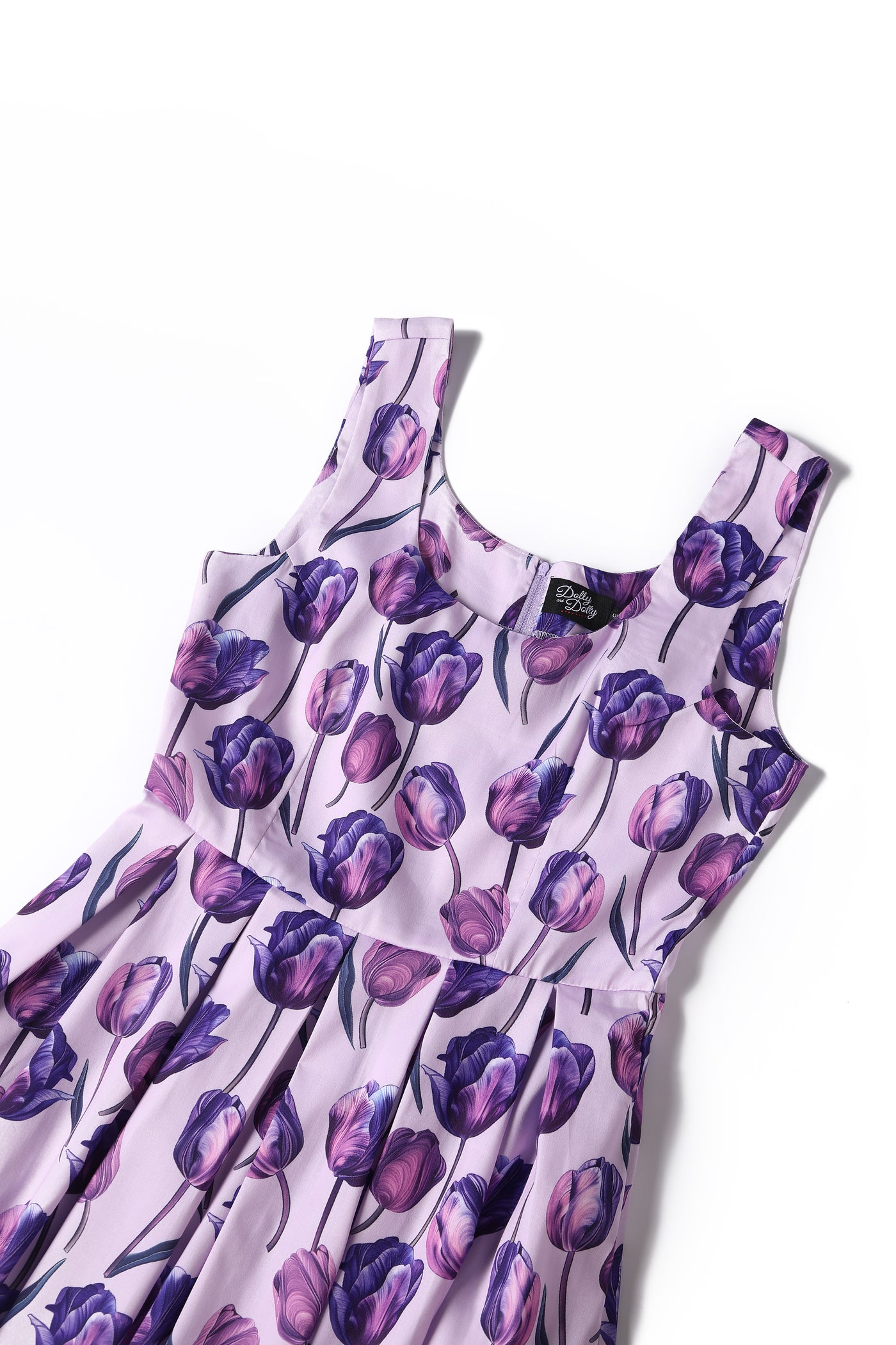 Amanda Lilac Scoop Neck Purple Tulip Print Dress