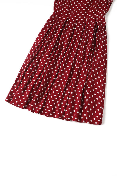 PRE ORDER Amanda Viscose Dark Red & White Polka Dress - Fully Lined