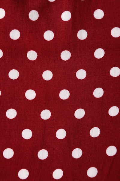 PRE ORDER Amanda Viscose Dark Red & White Polka Dress - Fully Lined