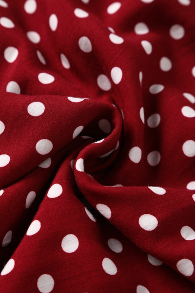 PRE ORDER Amanda Viscose Dark Red & White Polka Dress - Fully Lined