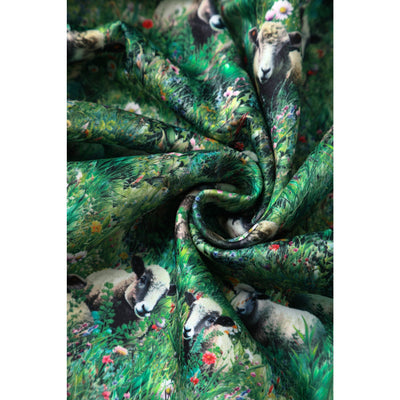 PRE ORDER Amanda Swing Dress in Green Fields Sheep & Lamb Print