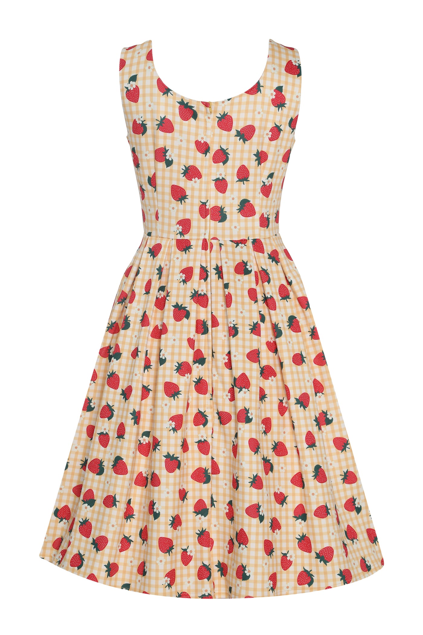 Amanda Strawberry Yellow Gingham Summer Dress