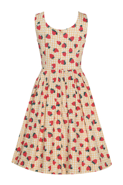 EU STOCK Amanda Strawberry Yellow Gingham Summer Dress