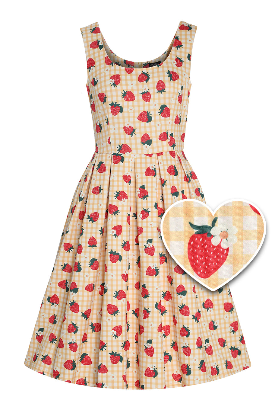 Amanda Strawberry Yellow Gingham Summer Dress