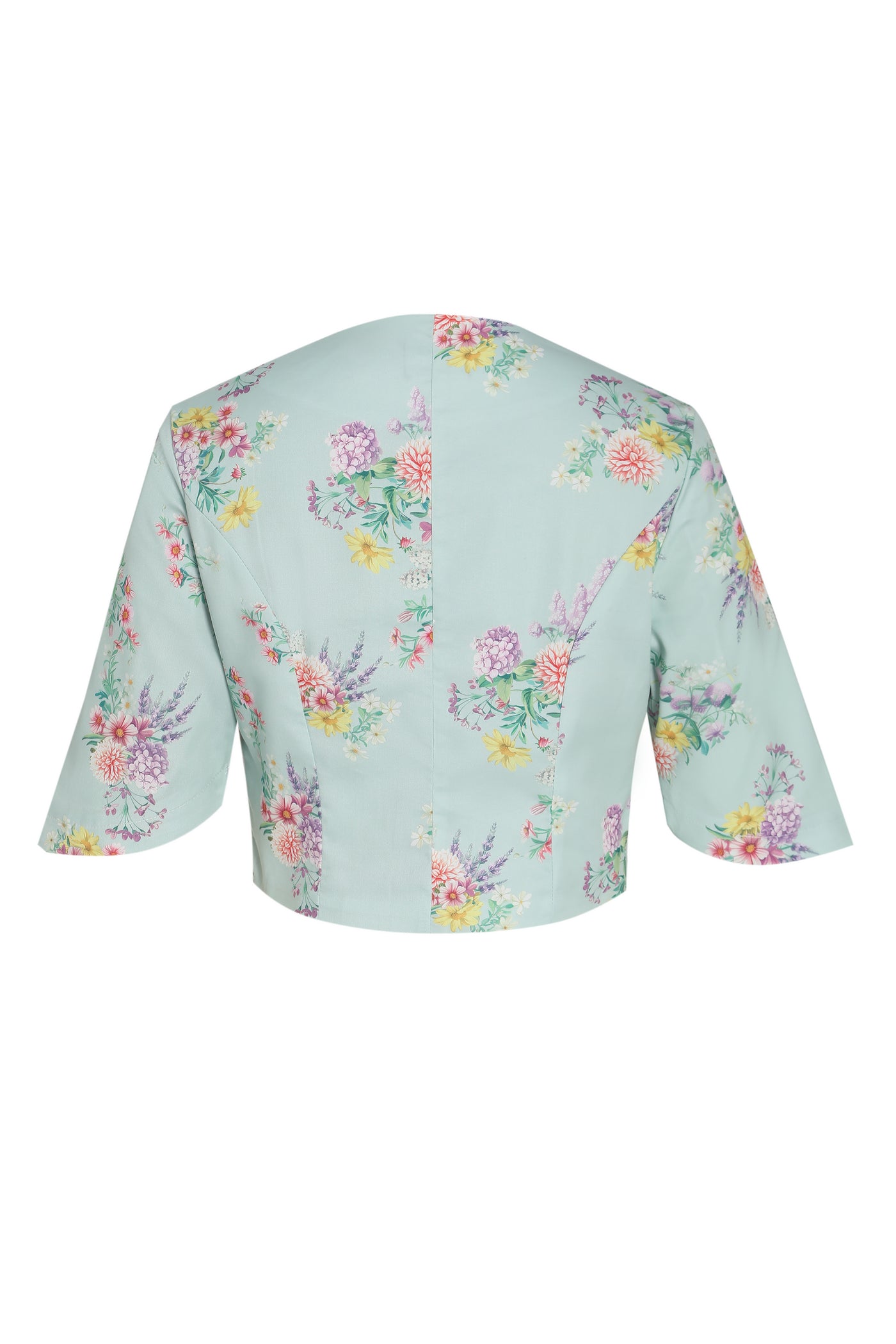 EU STOCK Lisette Three-Quarter Sleeve Light Blue Pastel Flower Bolero