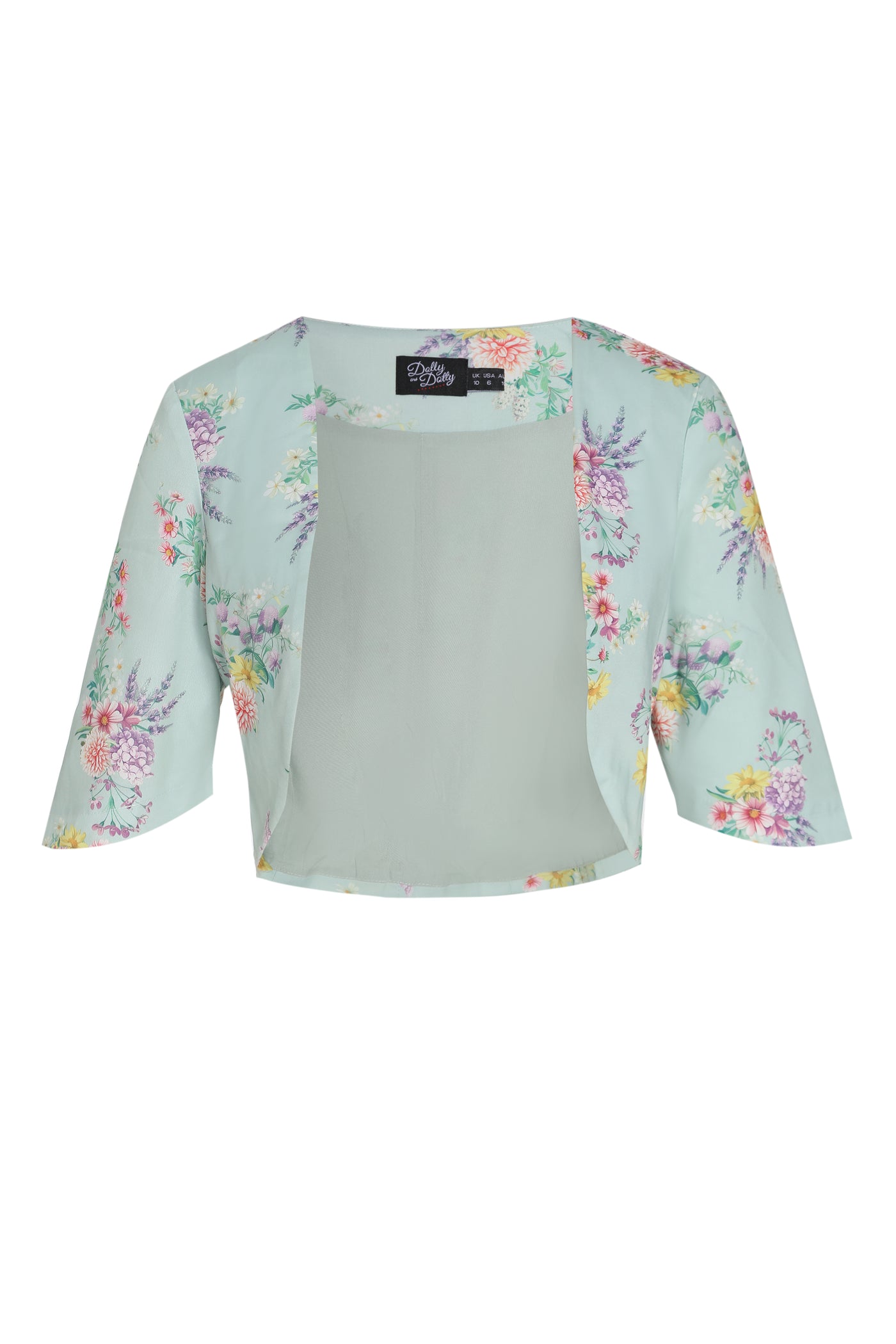 Lisette Three-Quarter Sleeve Light Blue Pastel Flower Bolero