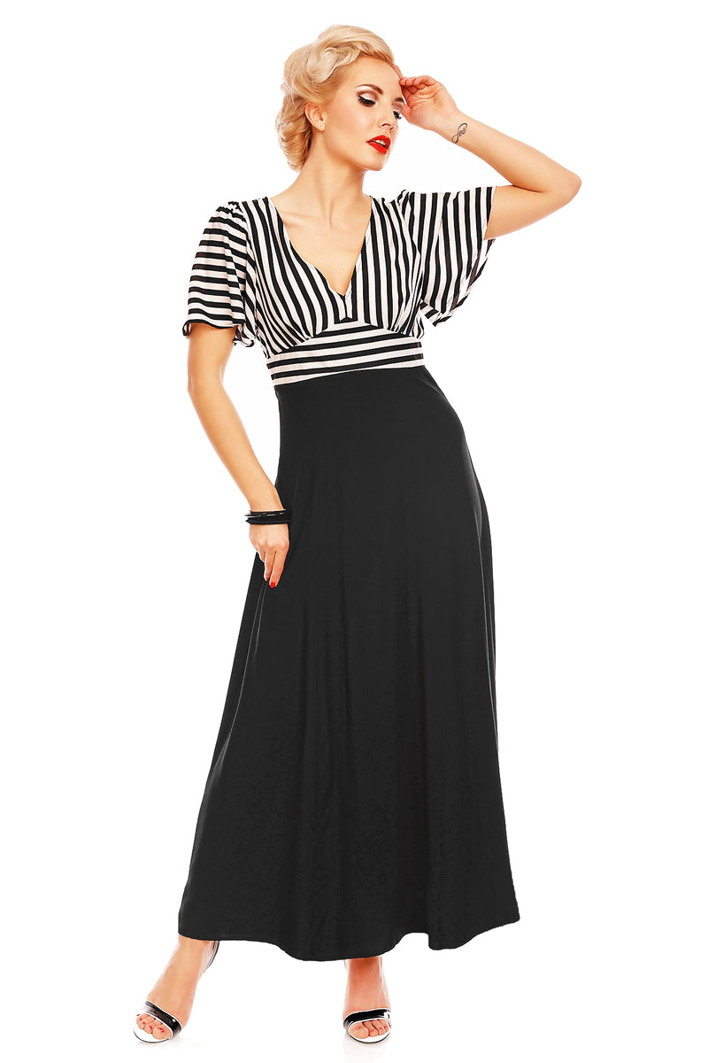 PRE ORDER Stella Maxi Dress in Black & White Stripe