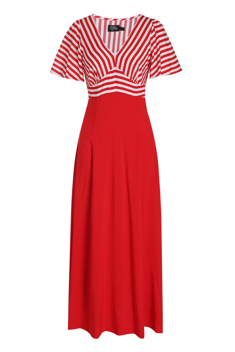 PRE ORDER Stella Maxi Dress in Red & White Stripe