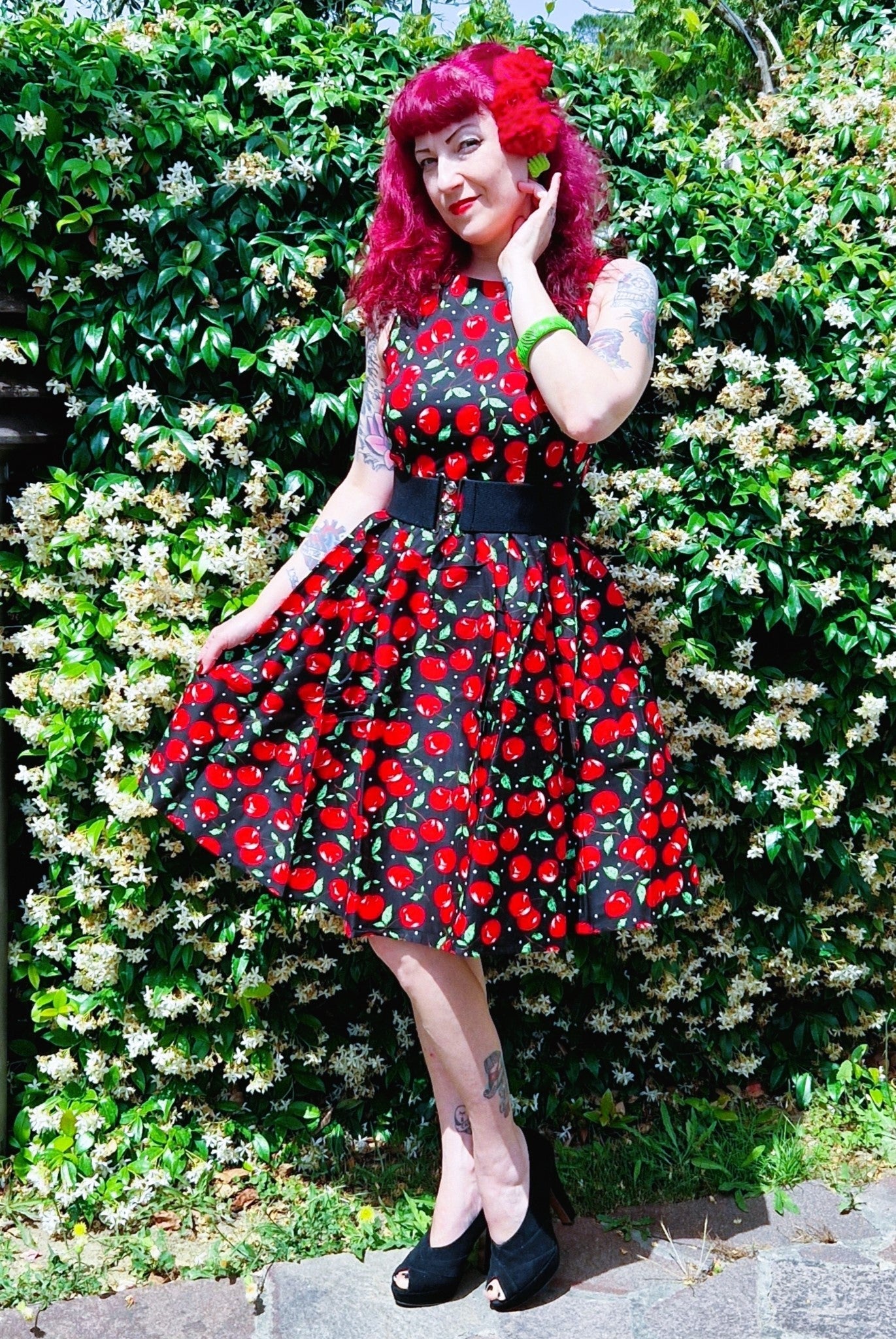 Woman's Retro Cherry Swing Dress