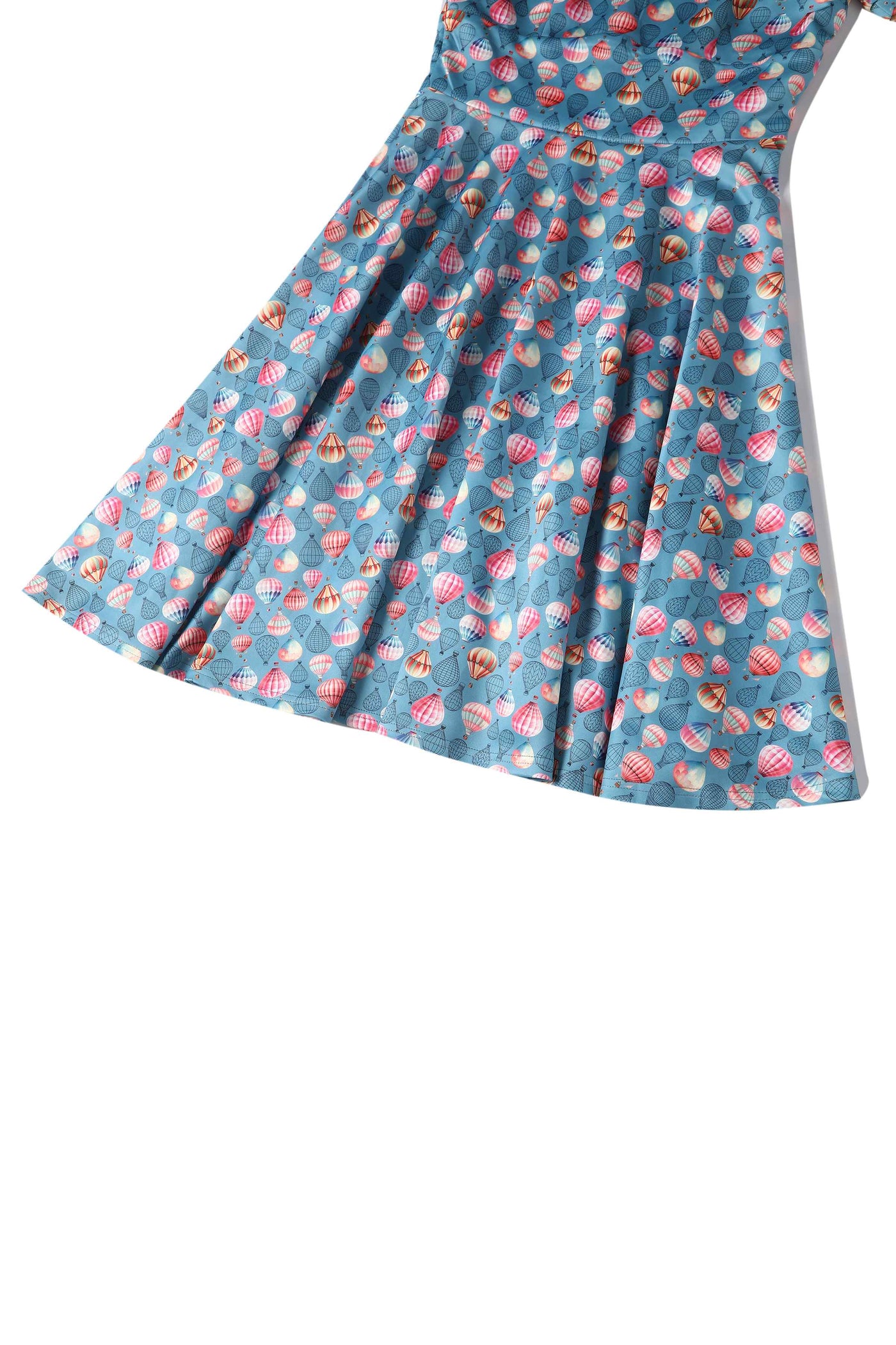 Close up view of Hot Air Balloon Blue Swing Dress