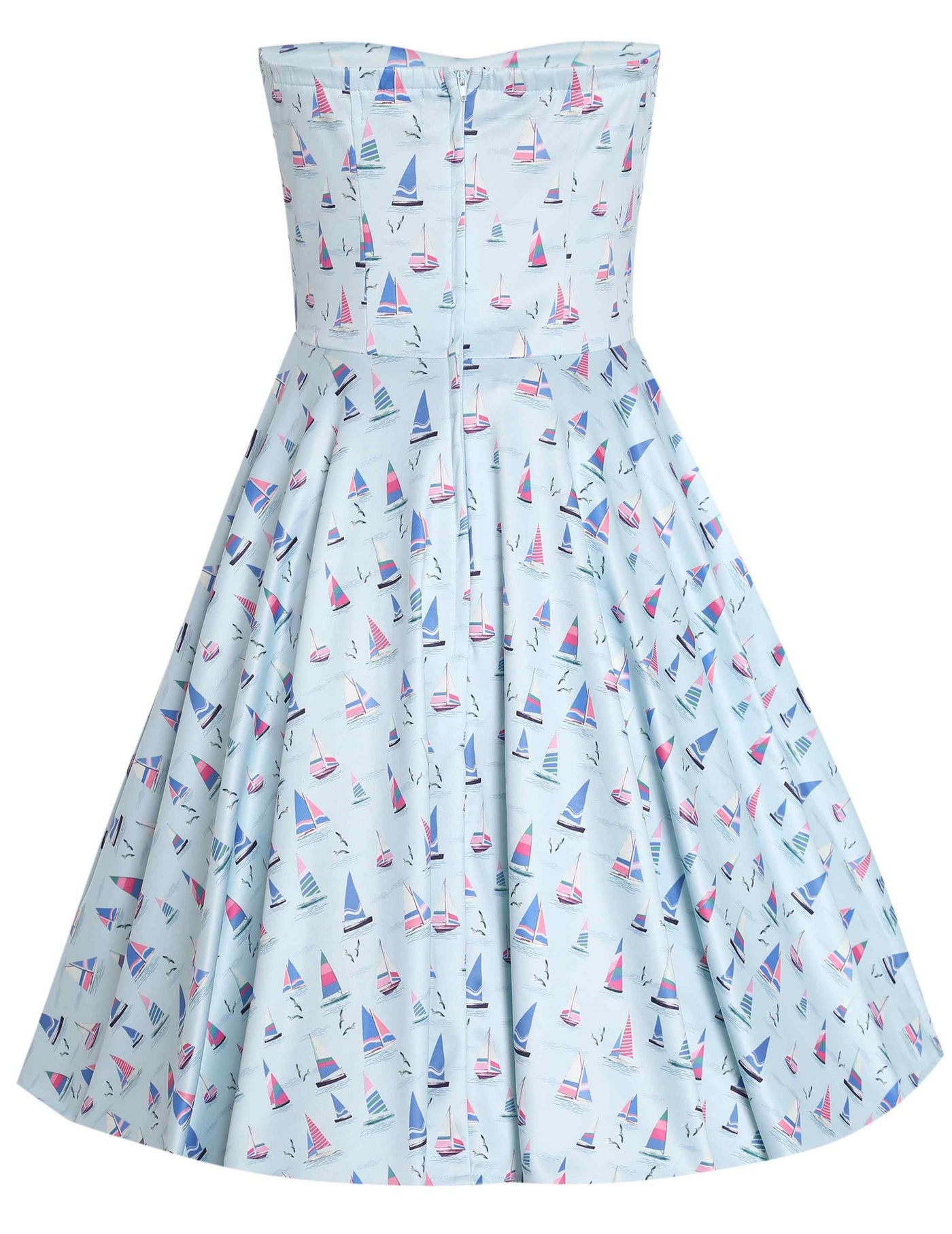 Light Blue Nautical Sailboat Strapless Dress