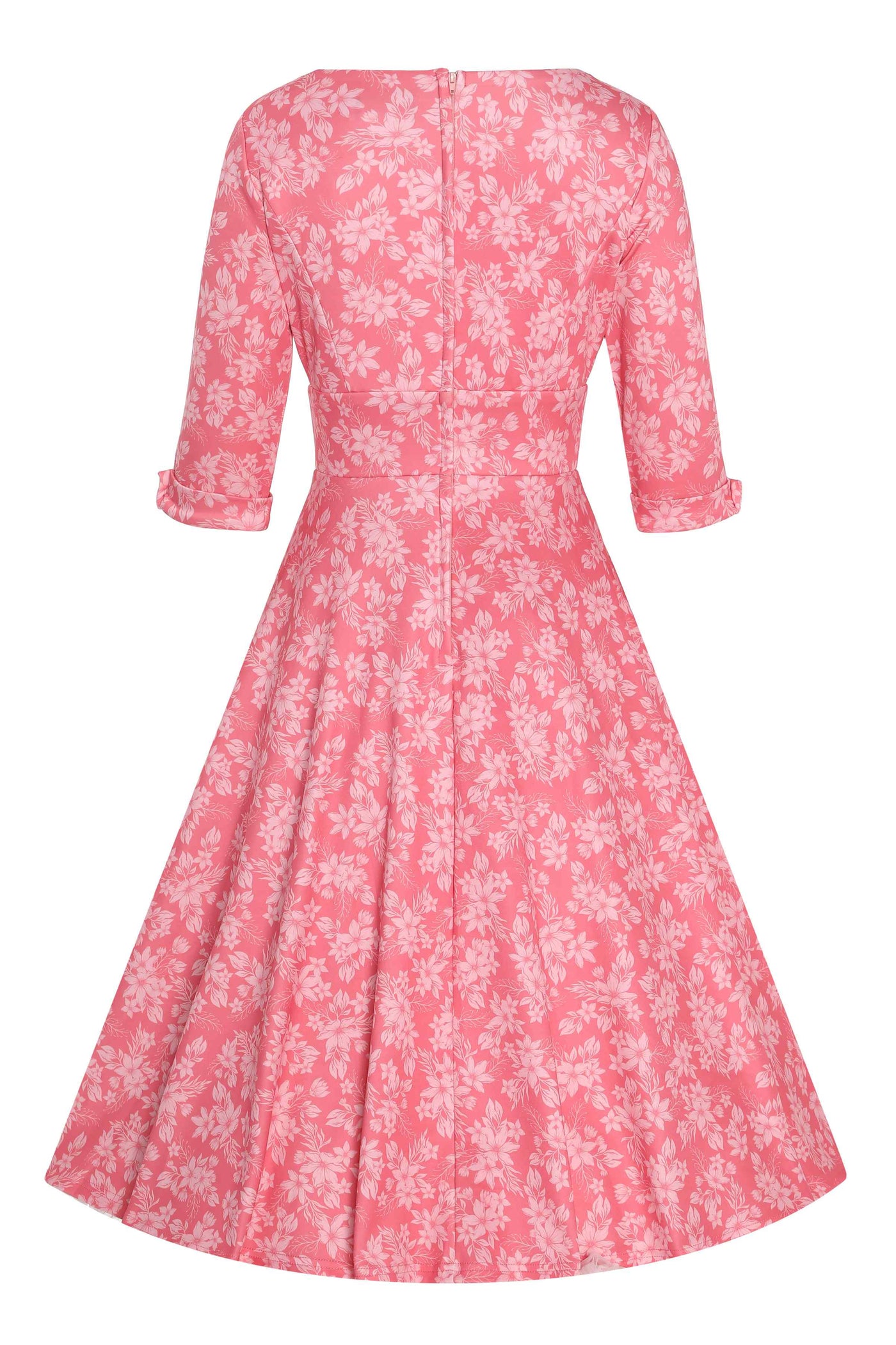 Back view of Pink Floral Garden Circle Dress