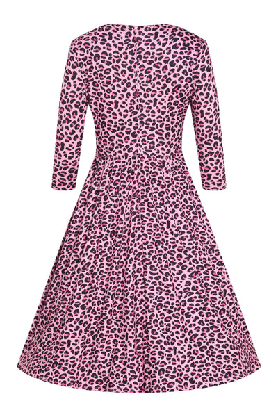 Front view of Pink Leopard Print Dress