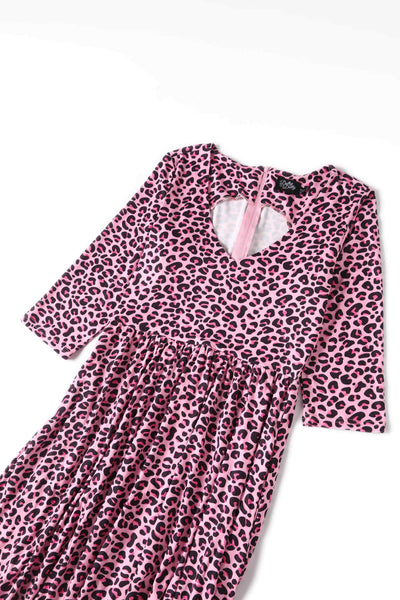 Front view of Pink Leopard Print Dress