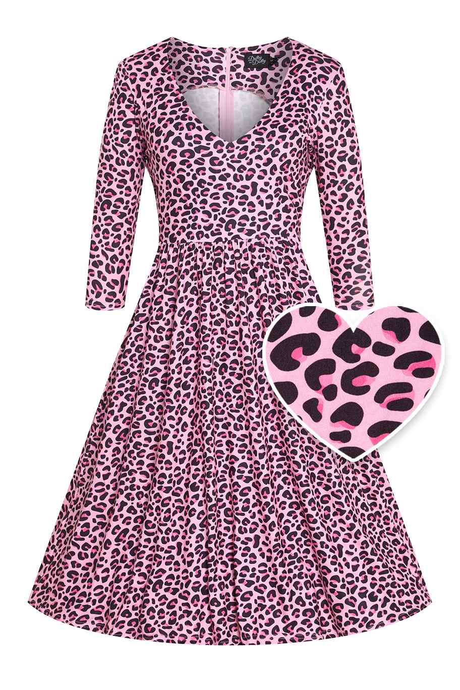 Front view of Pink Leopard Print Dress