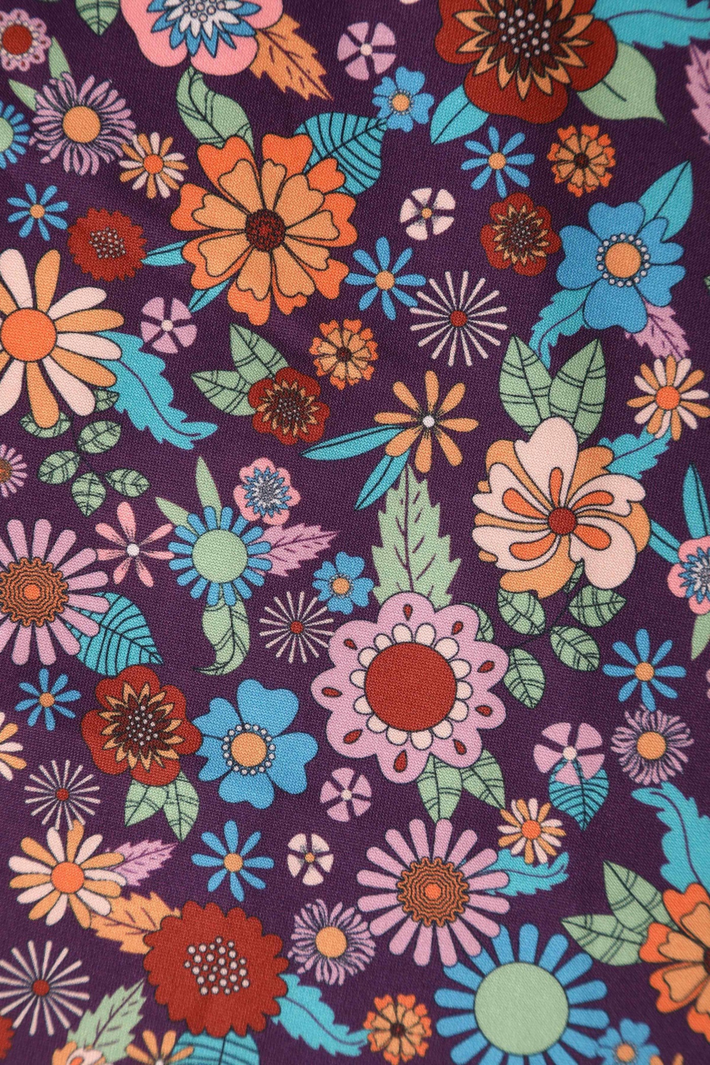 Close up view of Retro 70s Floral Garden Dress