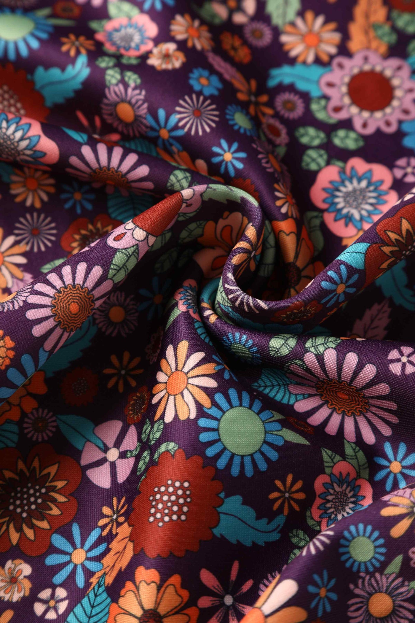 Close up view of Retro 70s Floral Garden Dress