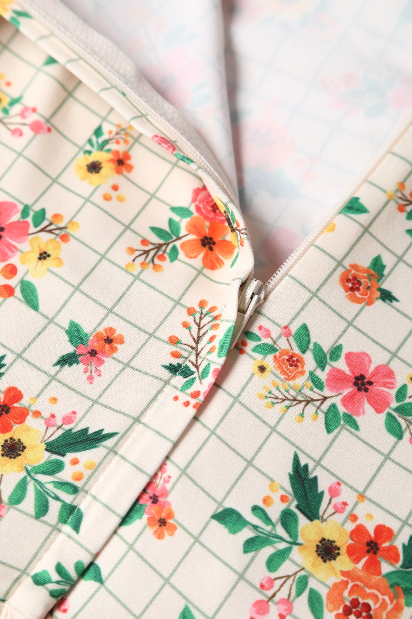 Close up view of Summer Flower Grid Dress